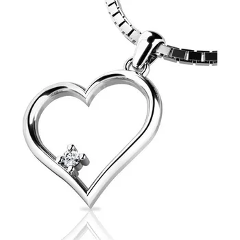 Přívěsek Dámský přívěsek bílé zlato 585/1000 zirkon srdce 10875-B-ZIR bez řetízku