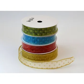 Stuha Stuha s glitry š. 2,5 cm, délka 9 m MODRÁ