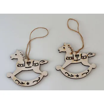 Vánoce Dřevěná dekorace k zavěšení - HOUPACÍ KONÍK