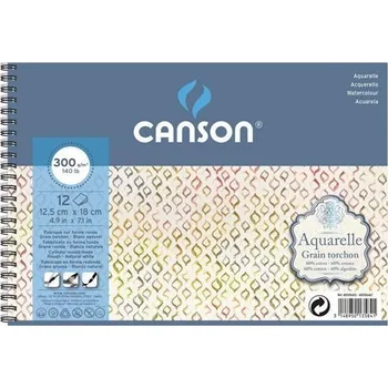 Skicář CANSON Aquarelle 12,5x18cm, 12 listů 300g RG