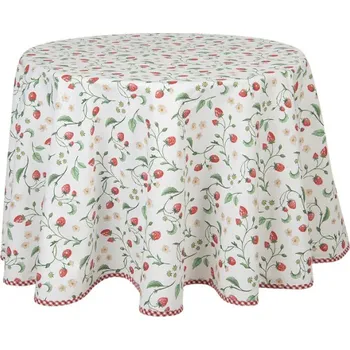 ubrus Kulatý bavlněný ubrus s motivem lesních jahod Wild Strawberries