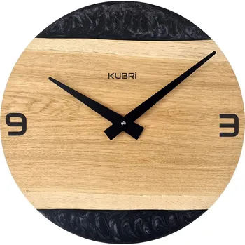 Hodiny KUBRi 0181A - Luxusní dubové hodiny s epoxidovými doplňky