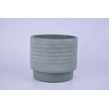 Obal na květináč keramický LEIRIA, pr.17x15cm, zelená mat|MATTE GREEN|Ego Dekor