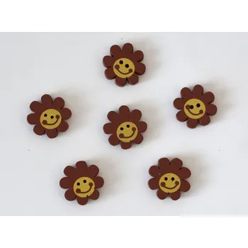 Knoflík Dřevěný dekorační knoflík - Kytička