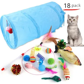 Hračka pro kočku Velká sada hraček pro kočičky (s prolézacím tunelem) Varianta: O - 18 ks
