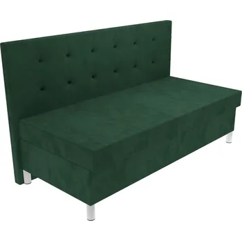 Postel Čalouněná postel Ava na nohách s čelem s vtahy, lamelovým roštem a úložným prostorem - Tmavě zelená, 80 x 200 cm, +5 cm úložný prostor, Molitanová 13 cm