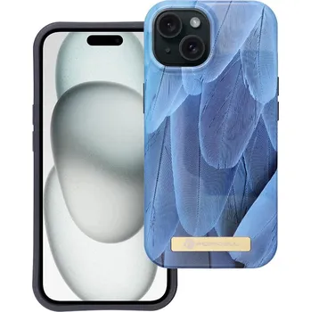 Kryt FORCELL Mirage pro Apple iPhone 15 - podpora MagSafe - plastový / gumový - modrá pírka