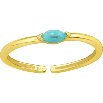 Prsten For Silver Pozlacený prsten na nohu s imitací opálu- Stříbro 925