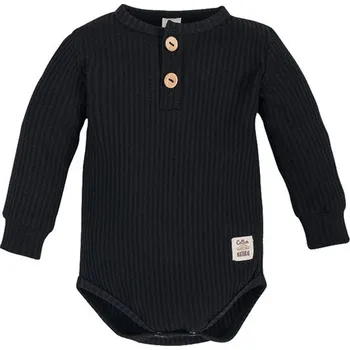 Kojenecký body Makoma Waffel body "polo" dlouhý rukáv BLACK - 80
