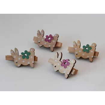 Velikonoční dekorace Dekorační dřevěný kolíček s králíčkem ZELENÝ