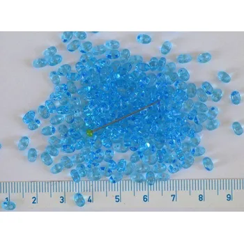 Dětské navlékací korálky TWIN dvoudírkové perličky transparentní MODRÉ