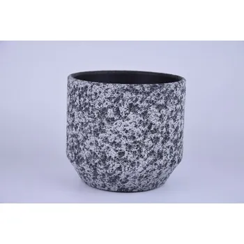 Květináč Obal na květináč keramický ALMADA, pr.18x16cm, černá|DOTTED BLACK|Ego Dekor