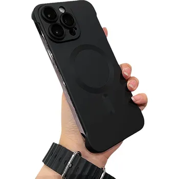 Pouzdro na mobilní telefon Ultratenký bezrámečkový metalický kryt Magsafe se sklem na fotoaparát pro iPhone 13 Pro Barva: Černá