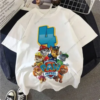 Narozeninové tričko Tlapková patrola (bílé) Varianta: 4, Velikost: 150/11-12T