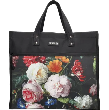 Nákupní taška Beagles Shop & Go nákupní taška Flower 23L - černá 21036