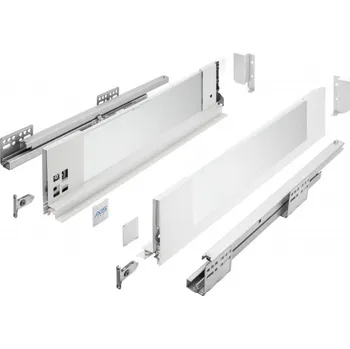 Nábytkové kování Zásuvka AXIS PRO GTV H 116, L 400, tlumicí dovírání, bočnice se sklem, bílá