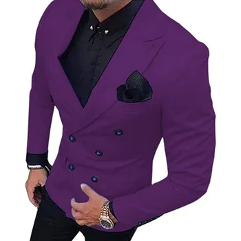 Luxusní pánské dvouřadé sako Barva: Fialová, Velikost: 3XL