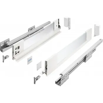 Nábytkové kování Zásuvka GTV AXIS PRO H 84, L 400, tlumicí dovírání, bočnice se sklem, bílá