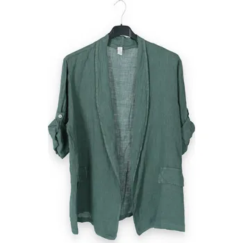 Dámské sako Sako len 2102 Itálie barva: zelená-khaki, velikost: Univerzální-jedna velikost