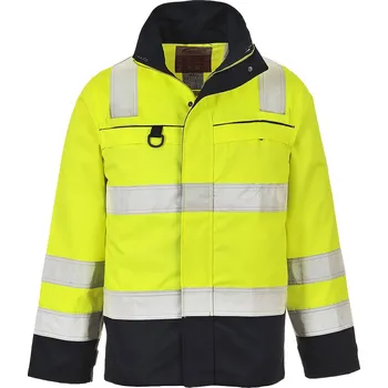 PORTWEST HI-VIS BIZFLAME MULTI-NORM FR61 / Nehořlavá reflexní bunda, antistatická - HV žlutá/námořní modrá S