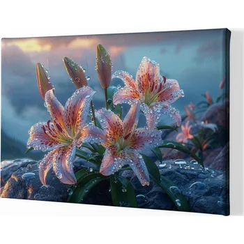 Obraz Obraz na plátně - Lilie, dešťoví kamarádi FeelHappy.cz Velikost obrazu (šířka x výška): 40 x 30 cm