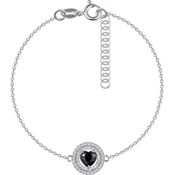 Náramek Stříbro 925 - černý zirkonový náramek, dvojitý kruh, čiré zirkony
