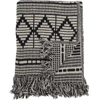 Přehoz na lůžko Bloomingville, Přehoz Gutte z recyklovaného materiálu 130 x 160 cm černý - Formadore