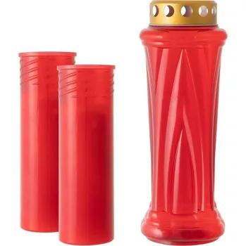 Svíčka Smuteční svíčka, červená, 28 cm, 3 kusy