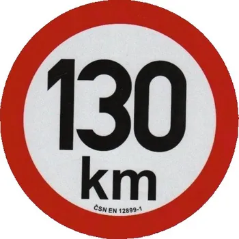 Samolepicí dekorace na vozidlo Samolepka konstrukční rychlosti 130 km, reflexní, průměr 20 cm, s normou ČSN EN 12899-1