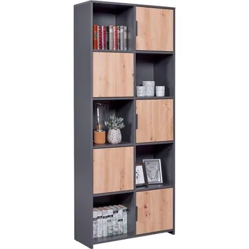 Knihovna Knihovna Beverly - šedá/dub artisan