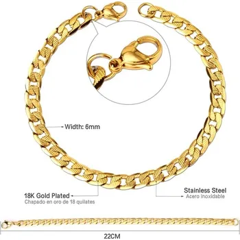 Náramek Unisex náramek z nerezové oceli - zlatá 01,10mm