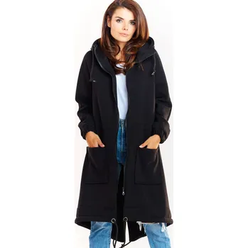 Dámská mikina Teplá dlouhá mikina z bavlny M220 Barva: Černá, Velikost: S/M