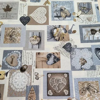 BYTEMA Dekorační látka SRDCE SHABBY béž šíře 140cm