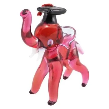 Gadget Skleněný slon od českých sklářů - růžový, Barva střapce 400 - červená, Nápis slovensky