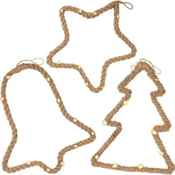 Vánoční osvětlení Sada vánoční dekorace na okno, 45 LED, teplá bílá, 3 ks