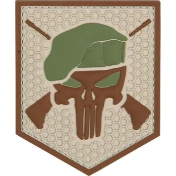 Nášivka 101INC Nášivka COMMANDO PUNISHER velcro 3D PVC COYOTE