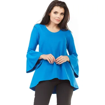 Dámská halenka Tepláková halenka volného střihu M156 Barva: Modrá, Velikost: S/M