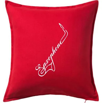 Polštář Saxophone nápis - Polštář 50x50 - 50x50 - Pouze potah ( Červená )