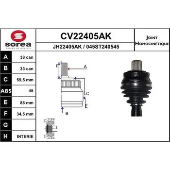Autodíl Sada kloubů, hnací hřídel EAI CV22405AK