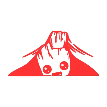 Samolepicí dekorace na vozidlo Kuk 007 levá Groot vykukuje (02 - světle červená) SAMOLEPKA NA AUTO, NÁLEPKA, FÓLIE, POLEP, TUNING, VLASTNÍ TEXT, TISK, AUTOSAMOLEPKY.cz, POLEPY, OBRÁZEK, LOGO, 3D STICKERS