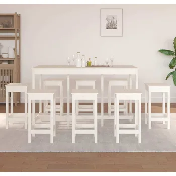 Jídelní set zahrada-XL 9dílný barový set bílý masivní borové dřevo 3124718