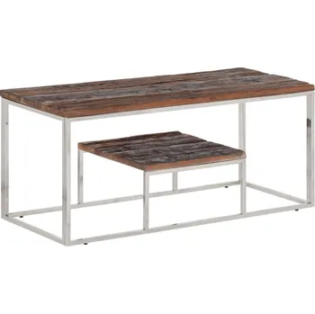 Konferenční stolek vidaXL Konferenční stolek nerezová ocel a masivní dřevo [350022] Barva: Stříbrná
