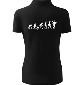 Evoluce kominík v klobouku - Polokošile dámská Pique Polo - XS ( Černá )