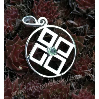 Přívěsek Stříbrný přívěsek s vltavínem - Dažbog letní Rhodiování: Bez Rhodia