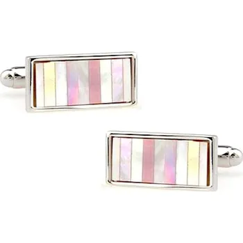 Manžetový knoflíček Manžetové knoflíčky s perleťovými kameny, růžová, šedá