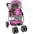 Kočárek pro panenku Velký sportovní kočárek pro panenky 3v1 Alice 9662 šedý/růžový/bílé hvězdy