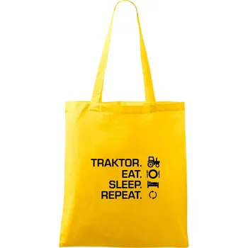 Traktor eat sleep repeat - Taška bavlněná - 42 x 38 cm ( Žlutá )
