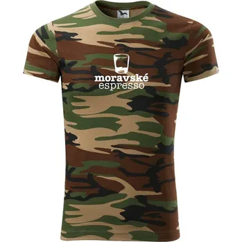 Pánské tričko Moravské espresso - Army CAMOUFLAGE - S ( Hnědý maskáč )