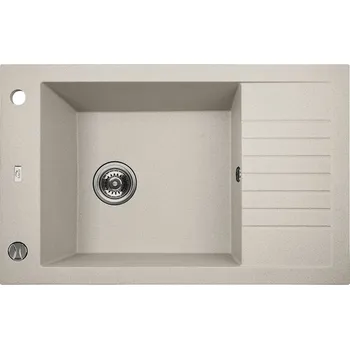 Granitový dřez Laveo Pionier, 1-komorový granitový dřez 780x500x207 s krátkým odkapávačem, béžová, LAV-SBR_413T