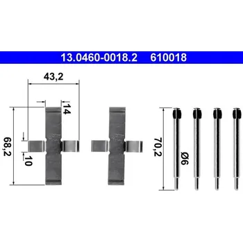 Přislušenství brzdového systému Sada příslušenství, obložení kotoučové brzdy ATE 13.0460-0018.2